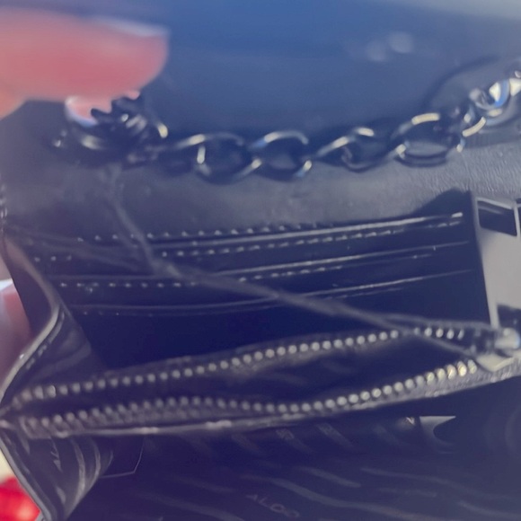 Aldo Tiny Black card and coin purse with black chain strap 3x5 - Picture 3 of 3